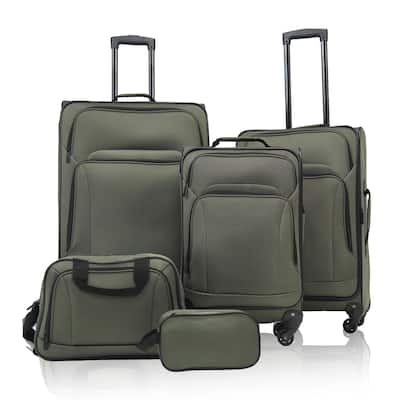 SoftshellLuggage Expandable 3 Piece Set Suitcase with Duffel Bag Softside Lightweight Luggage Travel Set