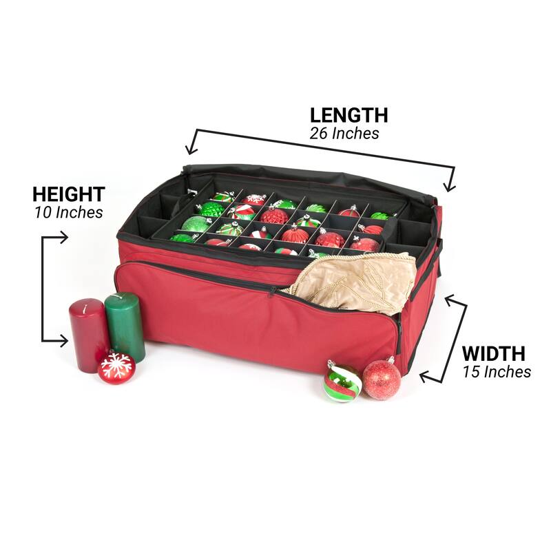 72 (3 in.) Christmas Ornament Storage Box with Side Pockets