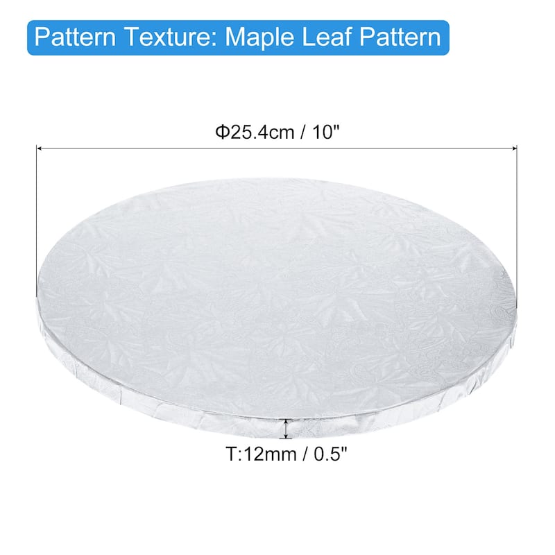 Cake Boards, 1Pcs - Cardboard Cake Drums, 1/2" Thick Round Cake Base - Silver - 10 Inch