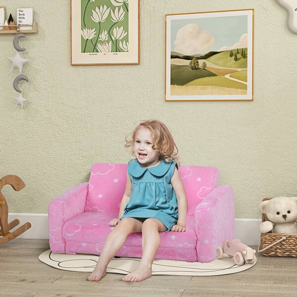 slide 2 of 8, Fold Out Convertible Sofa Pink - Small