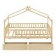 preview thumbnail 41 of 47, Wooden Twin Size House Bed with Roof, Guardrail and Drawers