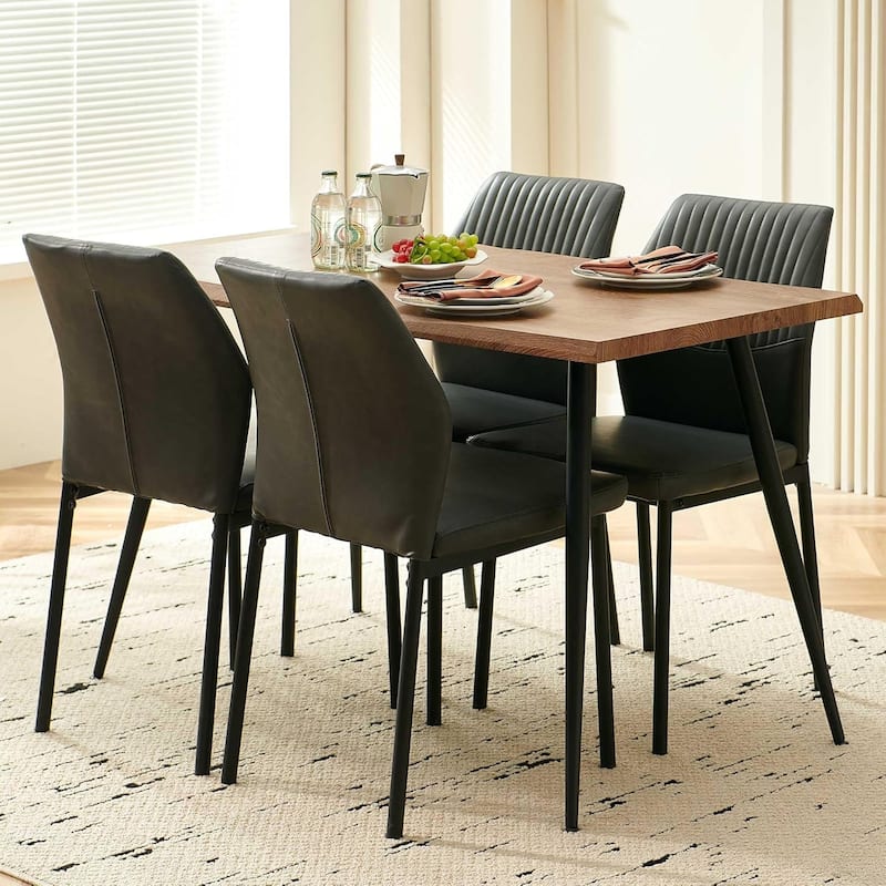 Howtai Upholstered Dining Chair Faux Leather,Metal Legs