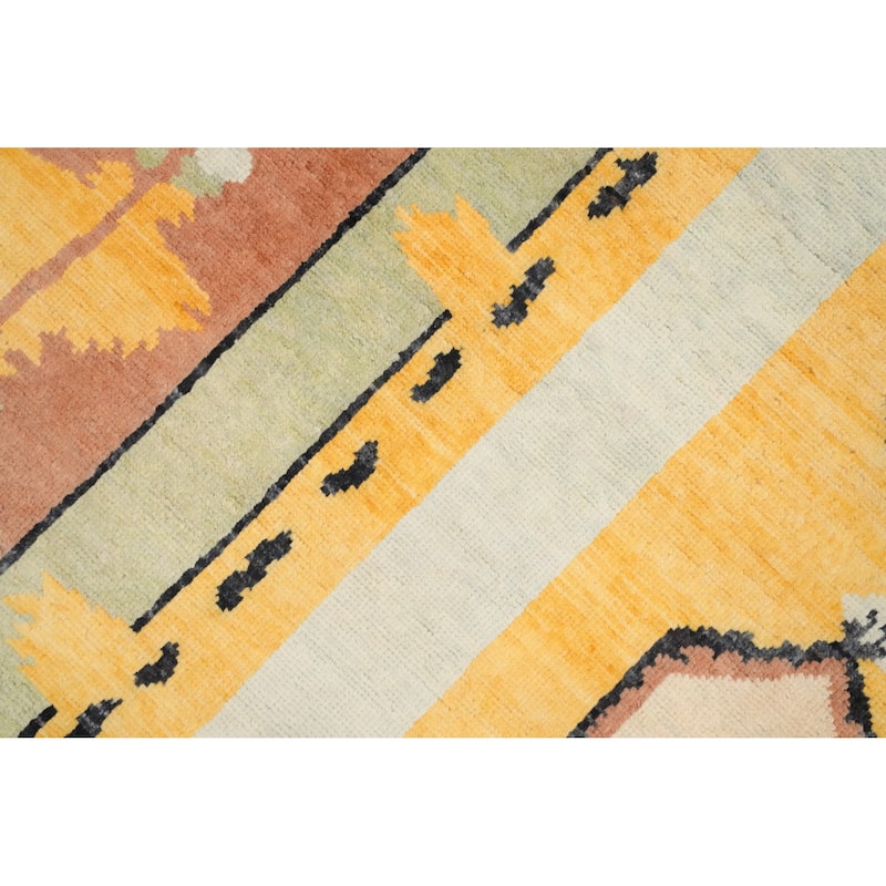 Hand Knotted Oriental 100% Wool Carpet Modern Geometric Multi-Colored Gabbeh Area Rug - 8' 10'' X 6' 1''
