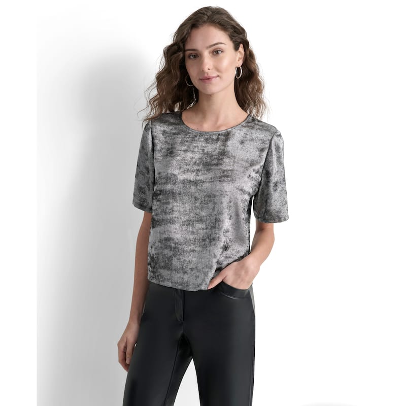 DKNY Liquid Velvet Elbow Sleeve Top