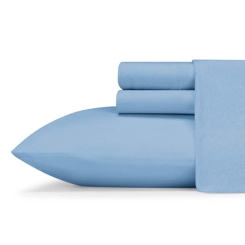 Eddie Bauer Jersey Knit Solid Sheet Set - Twin - Blue