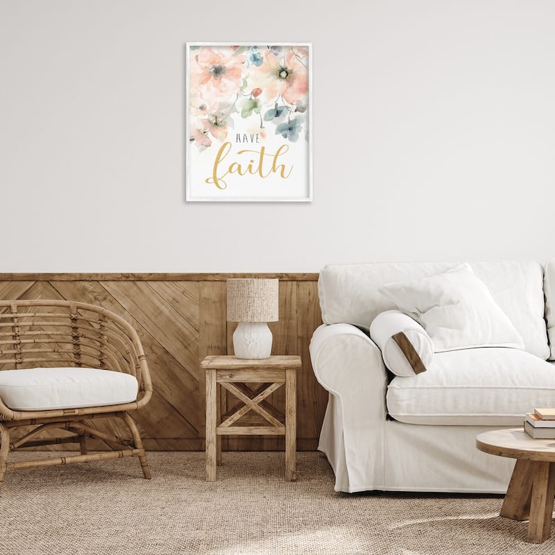 Stupell Have Faith on Florals Framed Giclee Art Design By Carol Robinson