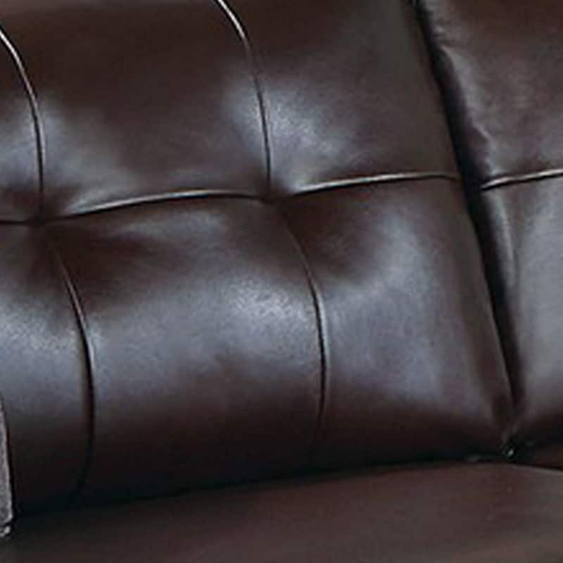 Hera 2 Piece Sofa and Loveseat Set, 4 Pillows, Classic Brown Faux Leather