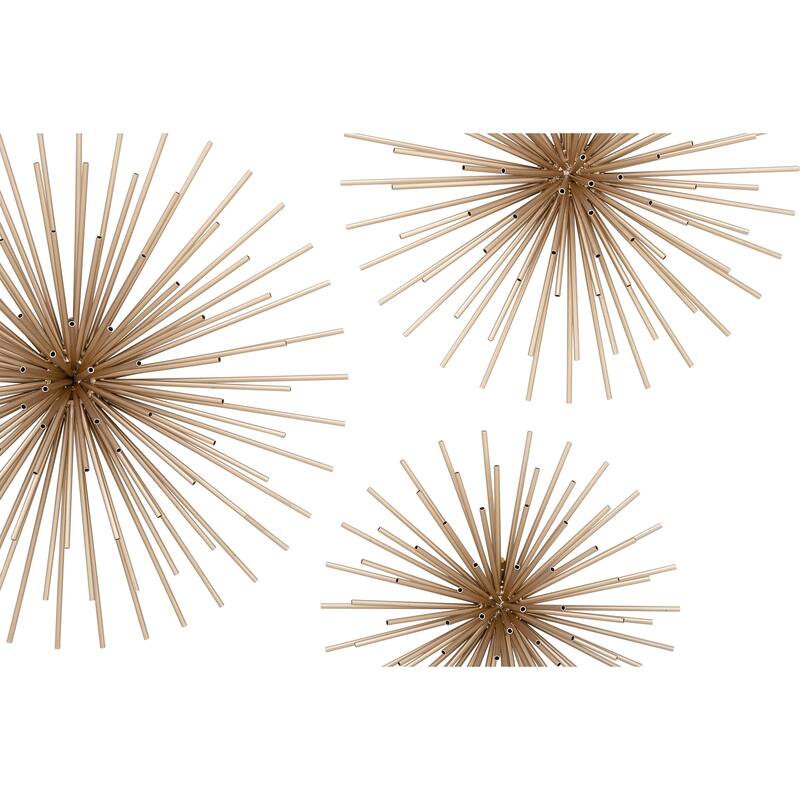 Metal Starburst 3D Home Wall Decor - Set of 3 Gold, Silver, Copper - CosmoLiving by Cosmopolitan