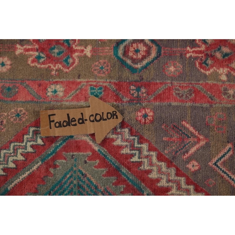Tribal Geometric Ardebil Persian Runner Rug Hand-Knotted Wool Carpet - 3'7"x 12'0"