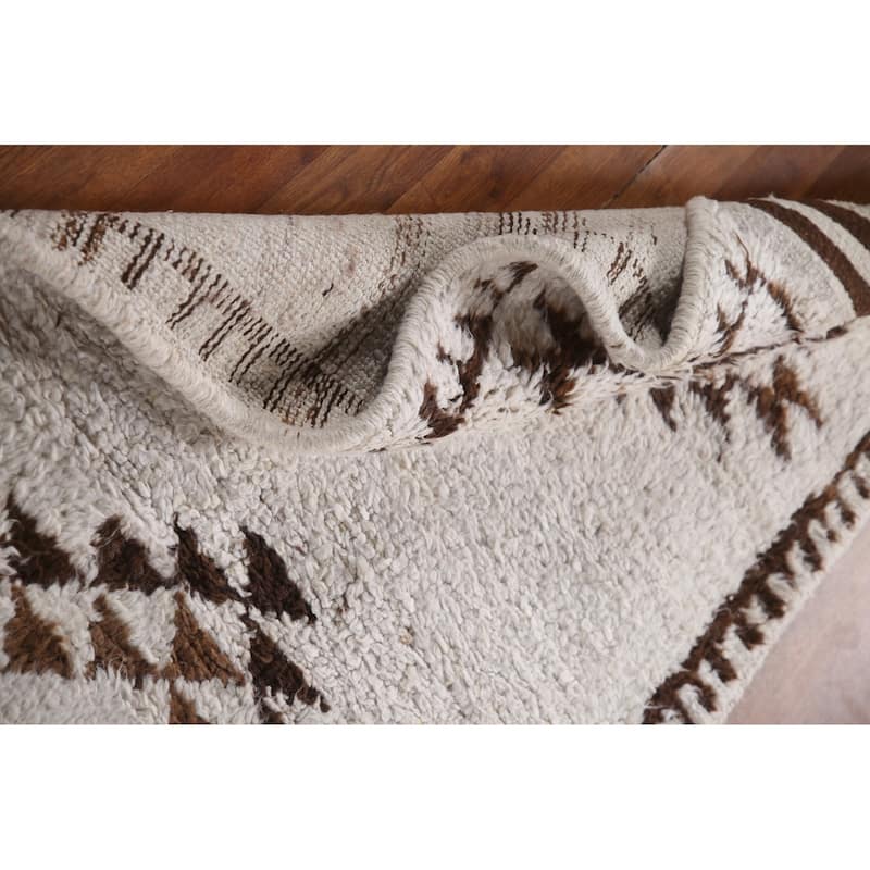 Geometric Anatolian Turkish Runner Rug Handmade Hallway Wool Carpet - 3'4"x 11'3"