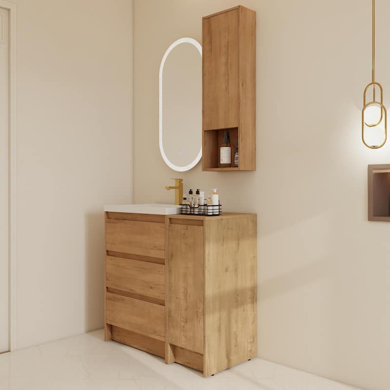 BNK 24''/36''/72'' Bathroom Vanity With Sink, Freestanding Bathroom Vanity with Soft Close Doors and Shelf