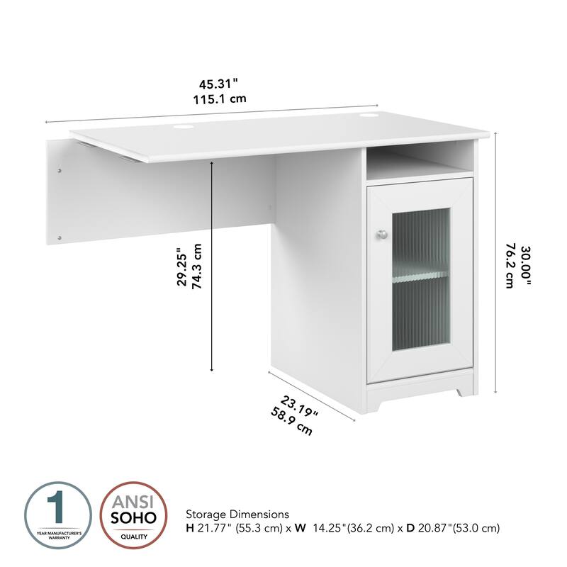 Bush Furniture Cabot Desk Return with Storage for Home Office Desk