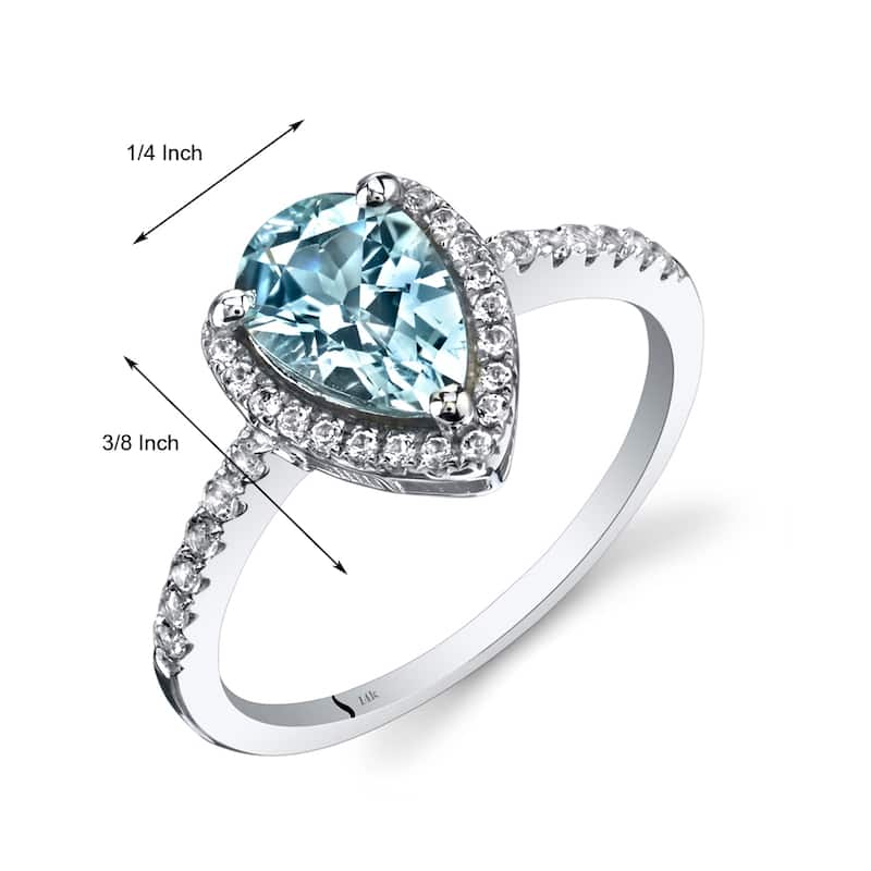 14k White Gold 1.29ct Aquamarine and White Topaz Ring