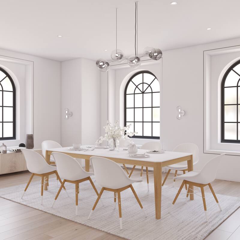 Midtown Concept Indoor Diplo Dining Wood Set - 9pc - Big White Table