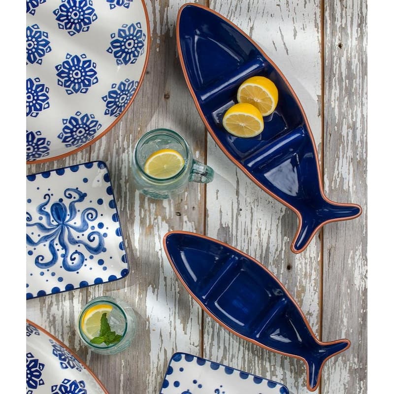 Euro Ceramica Fish Shape Divided Bowl