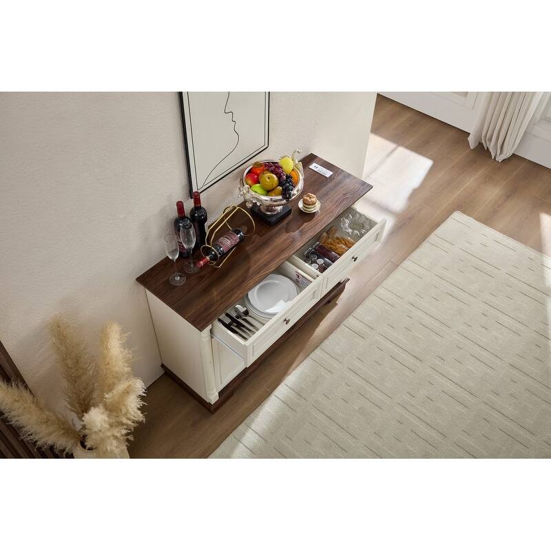 Farmhouse 47.24" Sideboard Buffet, Kitchen Storage Cabinet with 2 Drawers for Organized Home Living Solutions