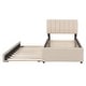 preview thumbnail 7 of 16, Teddy Fleece Twin Size Upholstered Platform Bed with Trundle, Beige