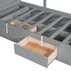 preview thumbnail 30 of 28, Twin Over Twin L-Shaped Bunk Bed with Wardrobe and Bottom Lift Up Hydraulic Bed, Kids Bunk Bedframe w/ Storage Drawers & Shelves