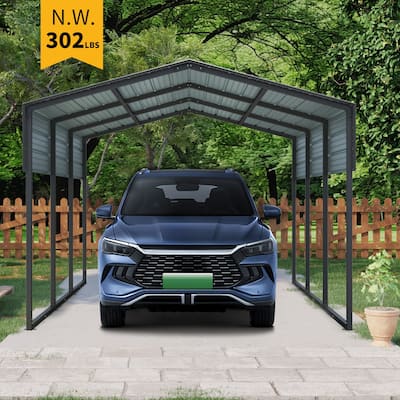 Heavy-Duty Outdoor Carport – Galvanized Steel Roof & Frame, Large Metal Canopy for Cars & Trucks (302 lbs)
