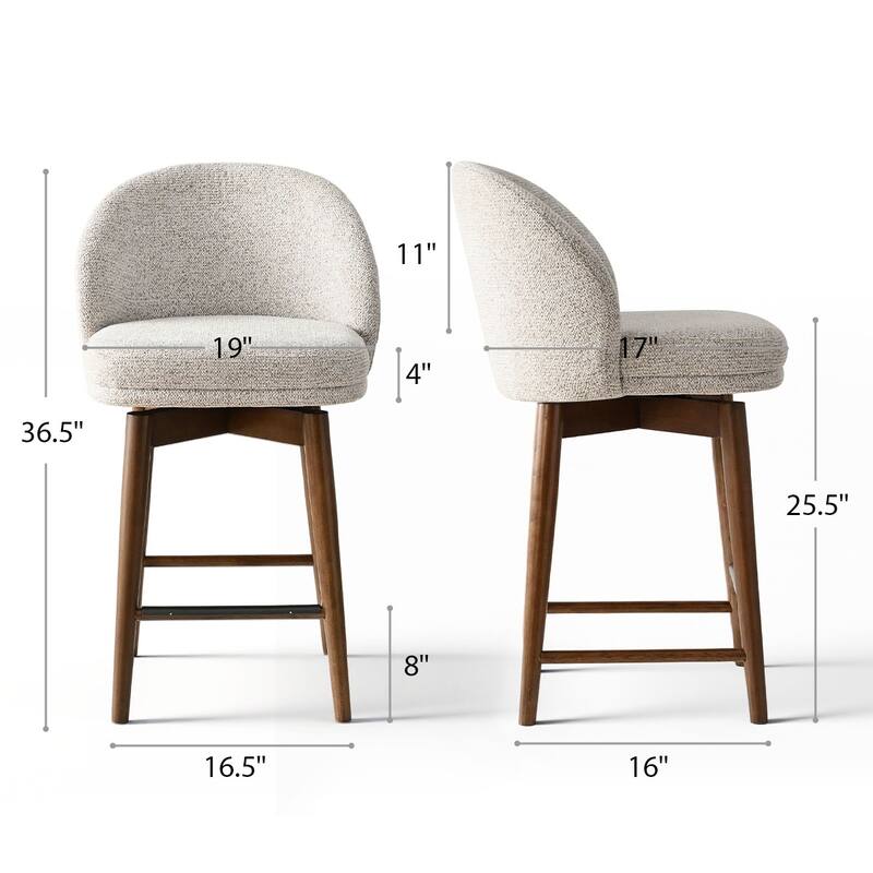 25.5" Swivel Solid Wood Leg Upholstered Counter Stool(Set of 4)