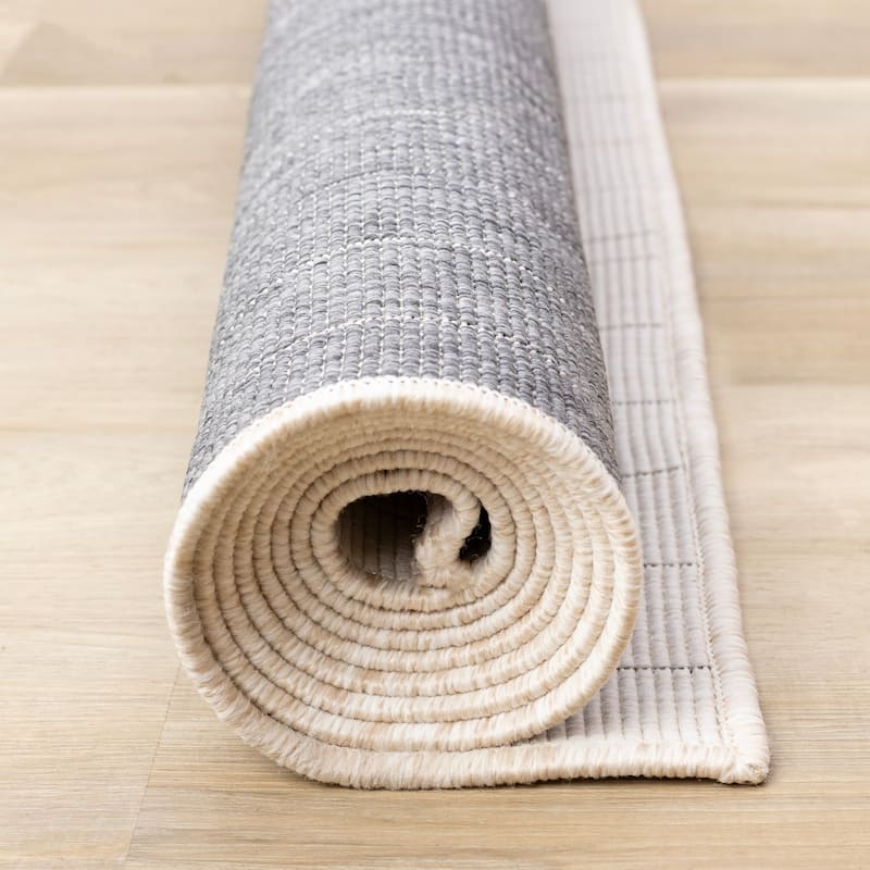 Brooke Collection - Cream Grey Modern Arches Reversible Indoor-Outdoor Area Rug, 5'3" x 7'7"