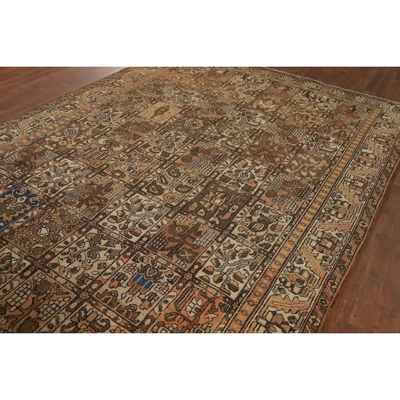 Bakhtiari Vintage Persian Rug Handmade Orange Wool Carpet - 7'1" x 10'0"