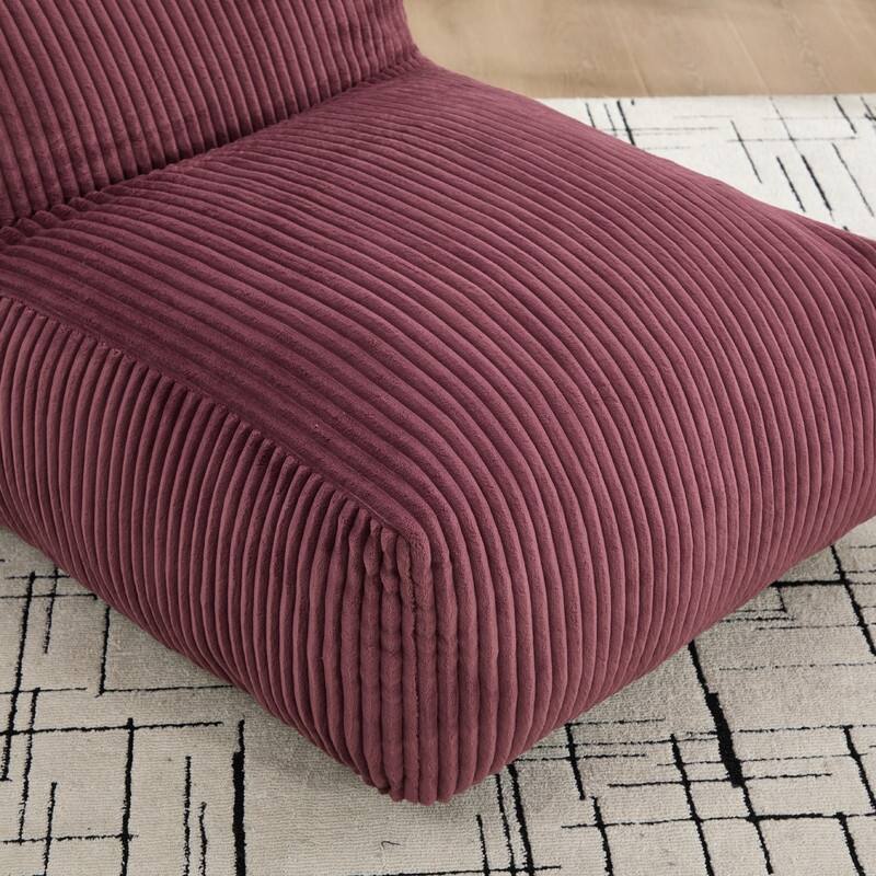 Large Memory Foam Bean Bag Chair for Adults, Corduroy Lounger Sofa with Ottoman