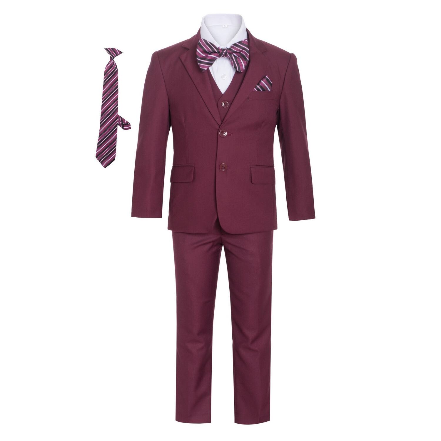 Shop Magen Kids Boys Burgundy Notch Lapel Jacket 7 Pc Formal Suit