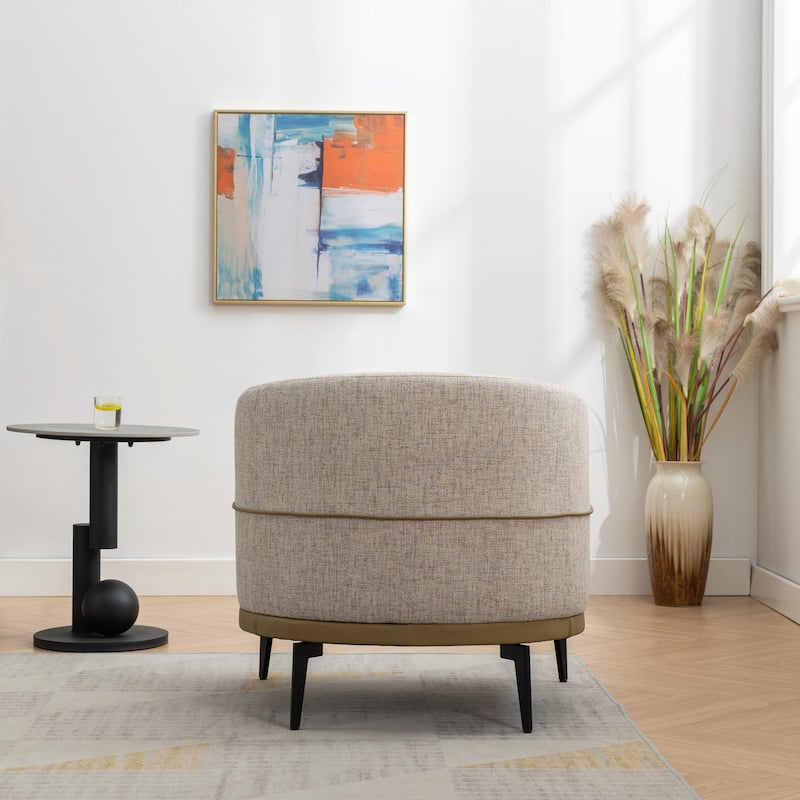 Modern Two-Tone Barrel Fabric Chair
