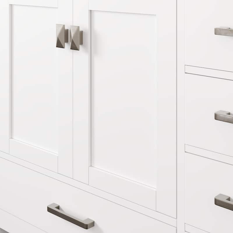 Eviva London 42"x18" White Transitional Bathroom Vanity with White Carrara Quartz Top
