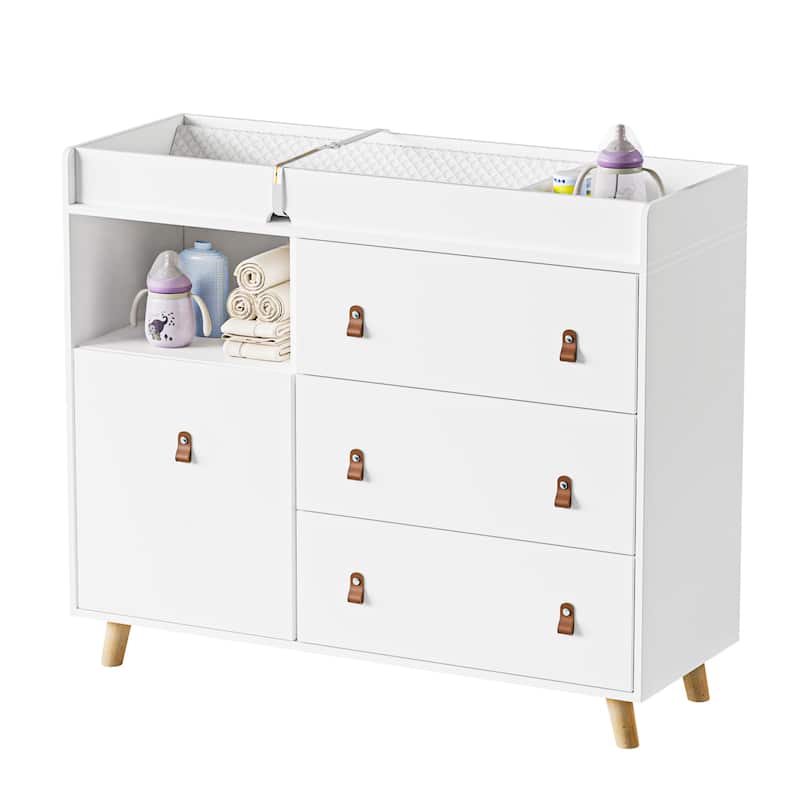 Baby Changing Table Dresser Nursery Dresser Chest White/Grey/Oak