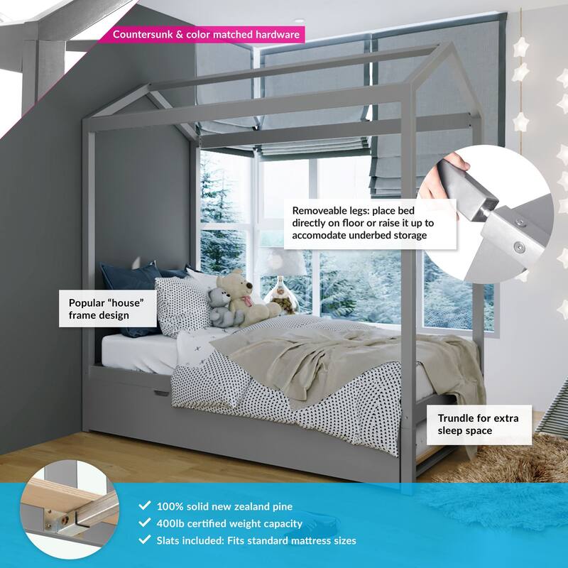 Max and Lily Twin House Bed with Trundle