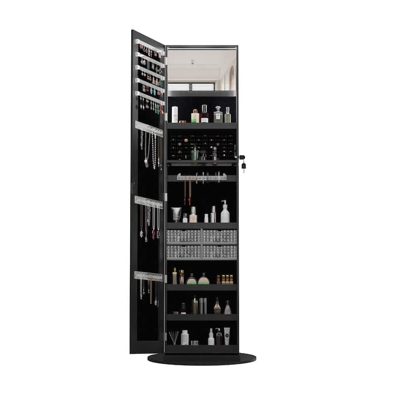 360°Swivel Jewelry Cabinet with Full Length Mirror