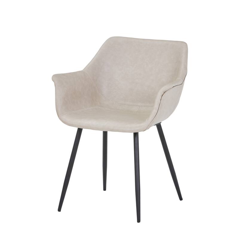 Markley Mid-Century Modern Vegan Leather Dining Chair - Waterproof Kitchen Side Chair with Matte Black Metal Legs