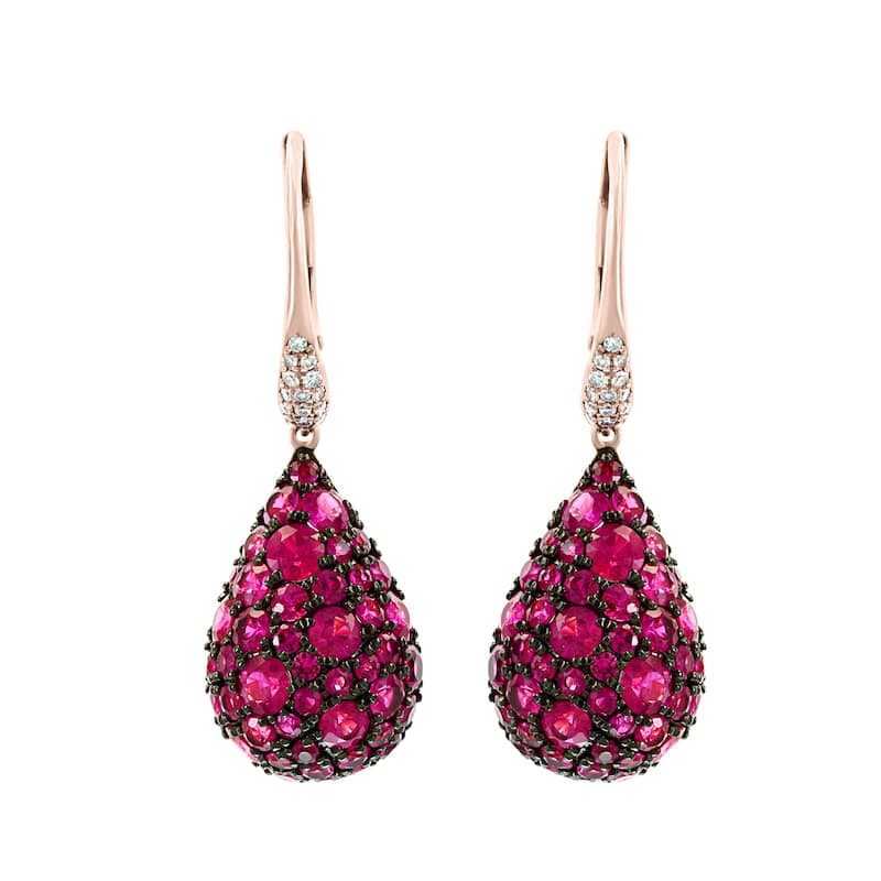EFFY 14K Gold Diamond Ruby Drop Earrings