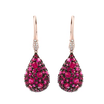 EFFY 14K Gold Diamond Ruby Drop Earrings