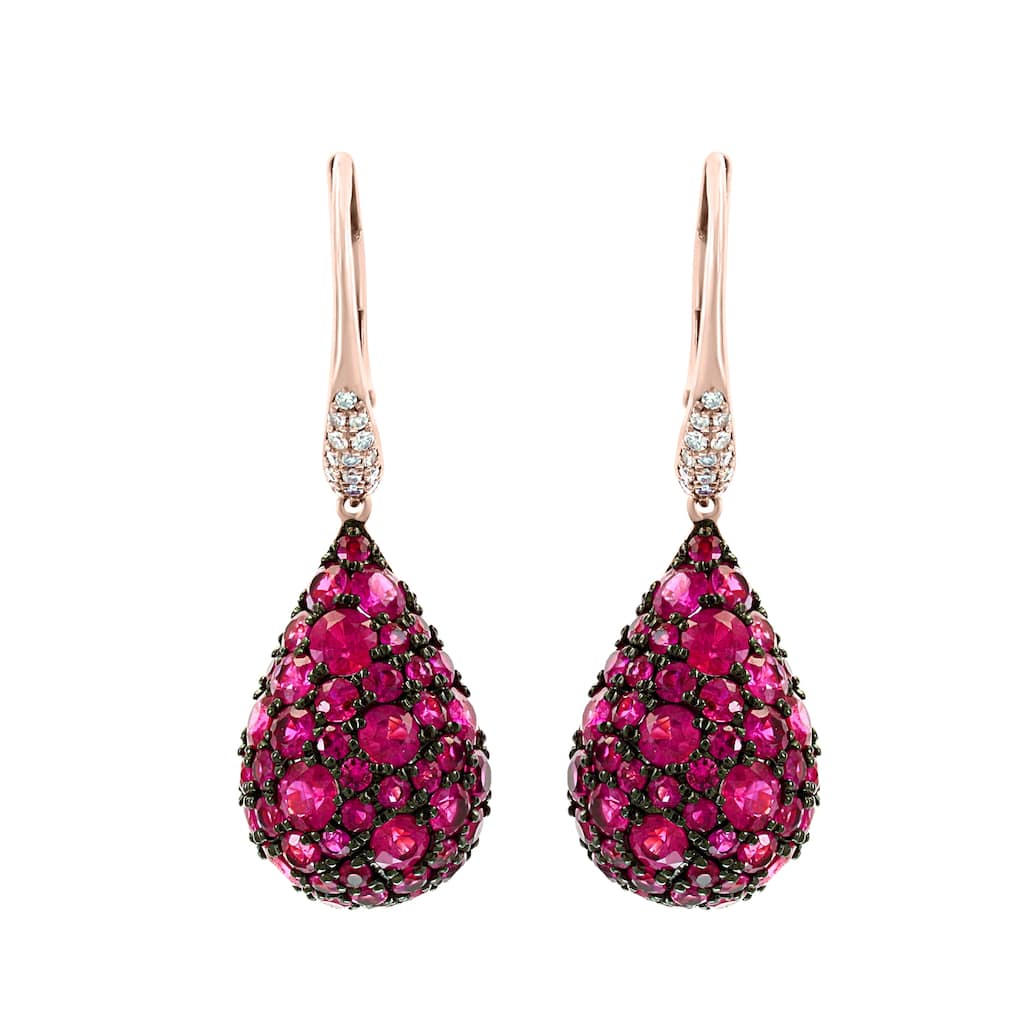 EFFY 14K Gold Diamond Ruby Drop Earrings