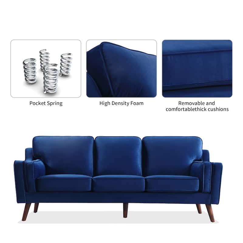Sofa Couches Velvet 3-Seater Sofa with 5.9" Upholstered Cushion for Living Room/Apartment/Office