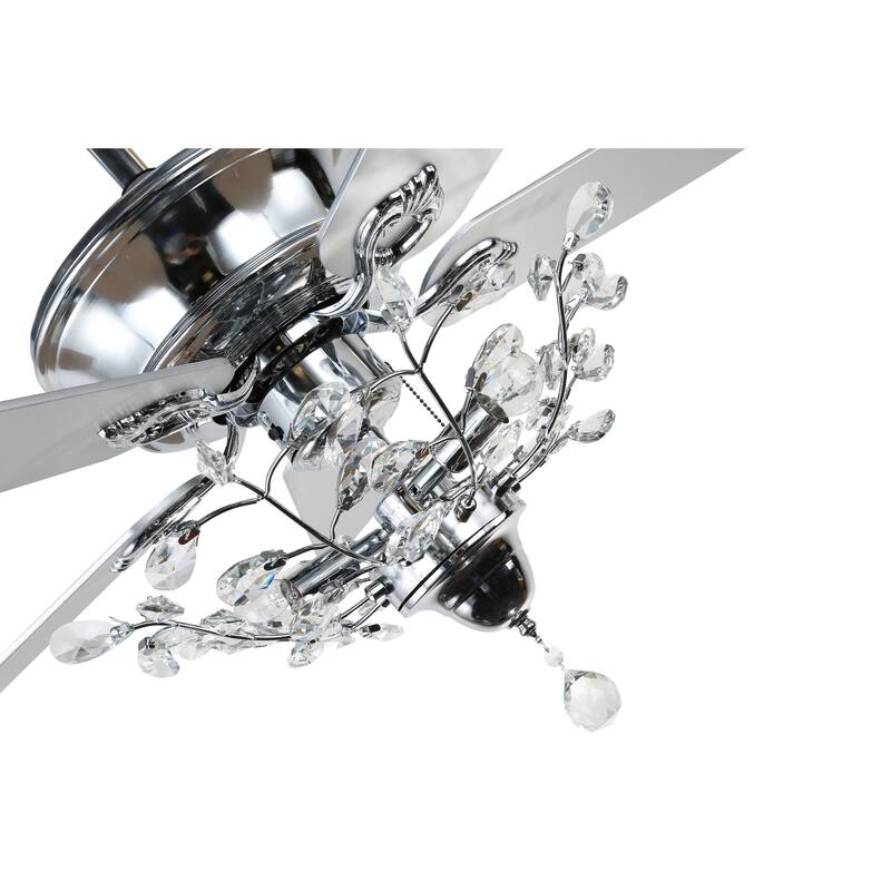 Bella Depot 52-inch Modern 5-Blade Reversible Branches Crystal Ceiling Fan with Light Kit and Remote, 3-Speed - 52"