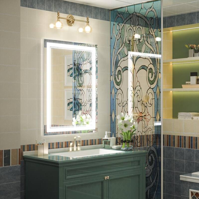 KEONJINN LED Bathroom Vanity Mirror, Wall Mounted Anti-Fog Dimmable Mirror