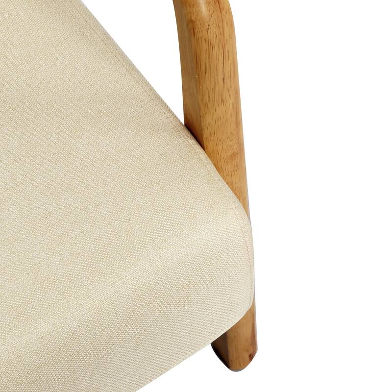 Linen Accent Chairs with Wood Legs - Upholstered Lounge Arm Chairs