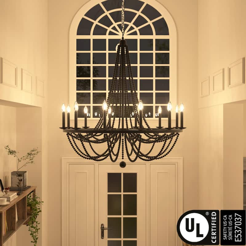 Cauhu 12-light Farmhouse Empire Beaded Chandelier - N/A