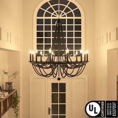 Cauhu 12-light Farmhouse Empire Beaded Chandelier - N/A