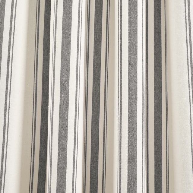 Lush Decor Farmhouse Stripe Yarn Dyed Cotton Window Curtain Panel Pair - 84" x 42" - Dark Grey