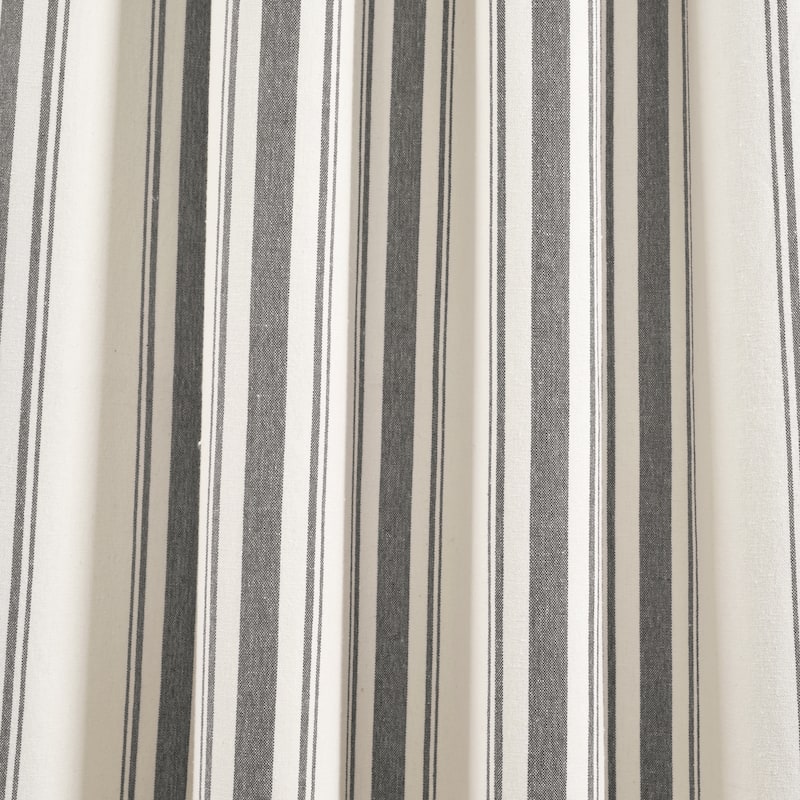 Lush Decor Farmhouse Stripe Yarn Dyed Cotton Window Curtain Panel Pair - 84" x 42" - Dark Grey
