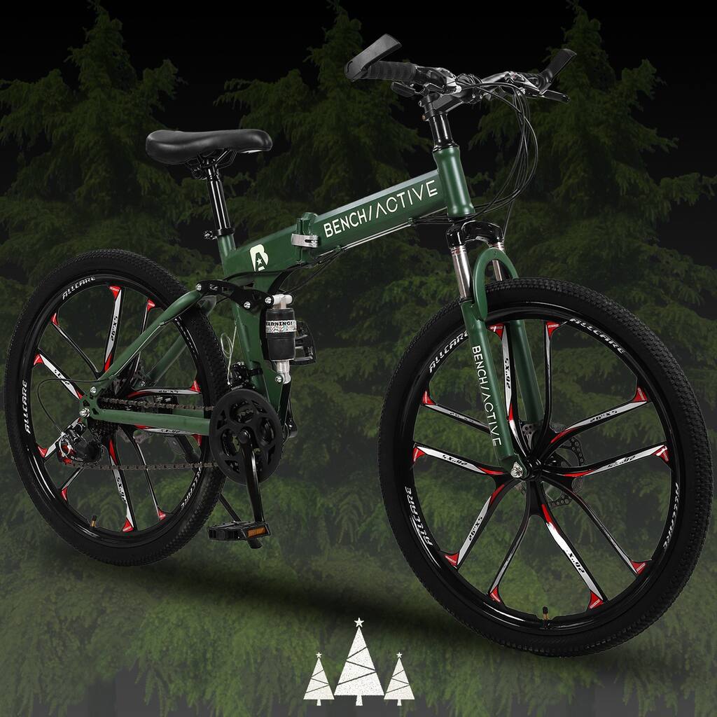 Mountain Bike 21 Speed 26 In Folding Bike Double Disc Brake Bicycl Cycling