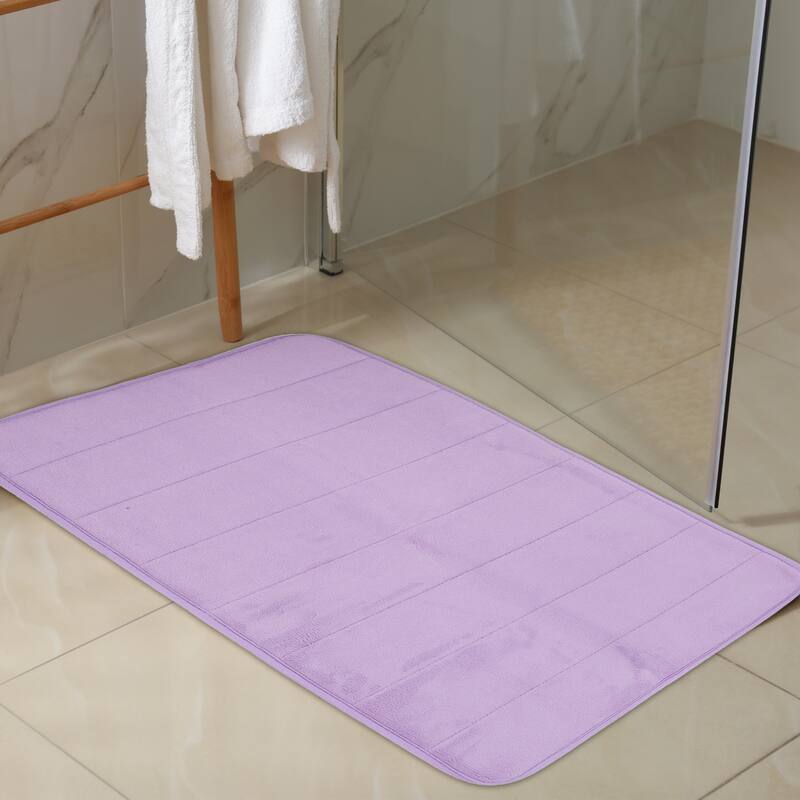 2 Pcs Memory Foam Bathroom Mat Non Slip Soft Bath Mats Rugs, Machine Washable - Purple - 23.62"x 15.75", 31.50"x 19.69"