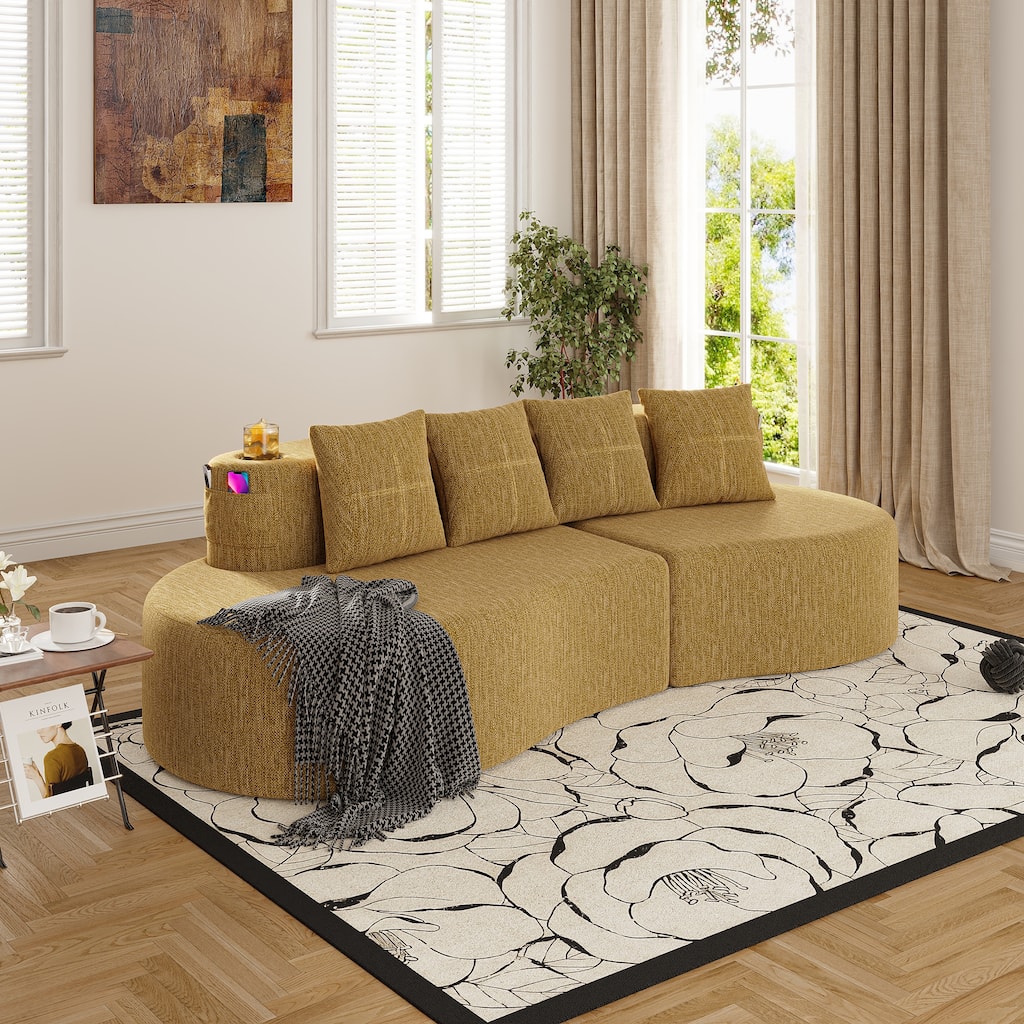 Modern Curved Sectional 3 Seat Minimalist Elegant Half Moon Sofa Compressed Modular Sectional Sofa for Living Room, Office