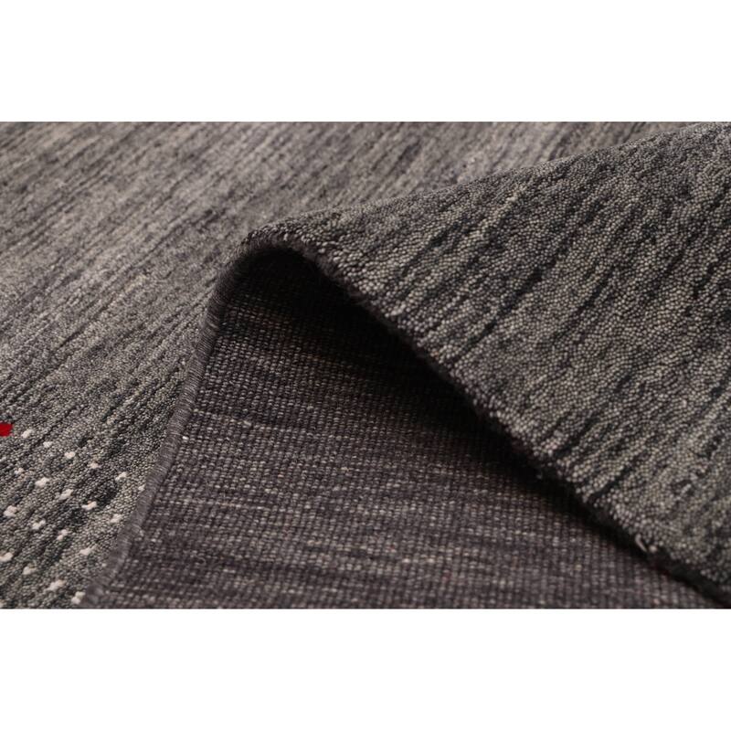 ECARPETGALLERY Hand Loomed Kashkuli Gabbeh Dark Grey Wool Rug - 7'11 x 9'10