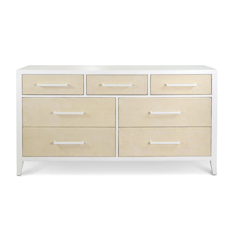 Miramar 7 Drawer Woven Dresser Sand and Stark White Finish